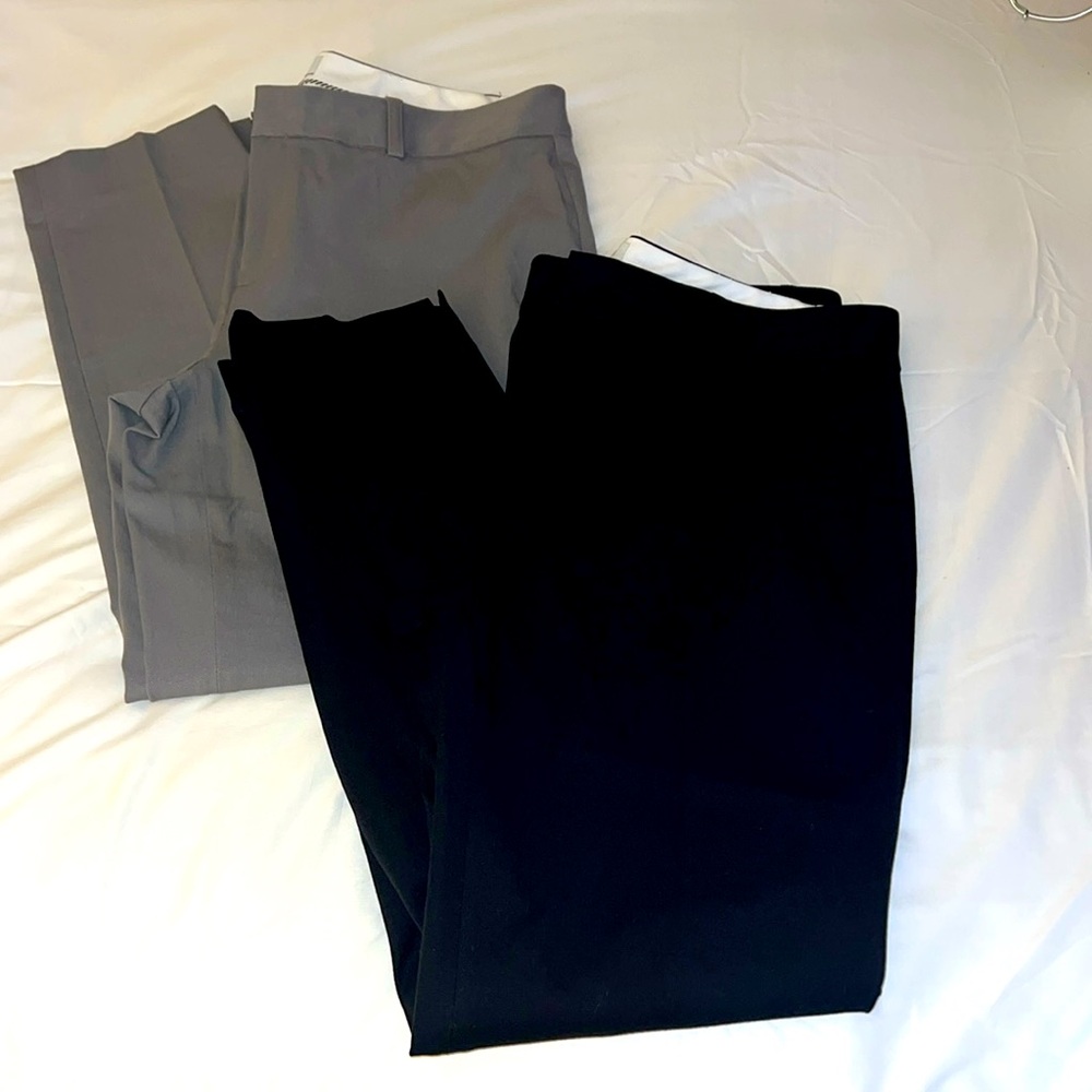 Two Pairs of CROWN & IVY Cary Slacks size 10 NWOT Black & Grey